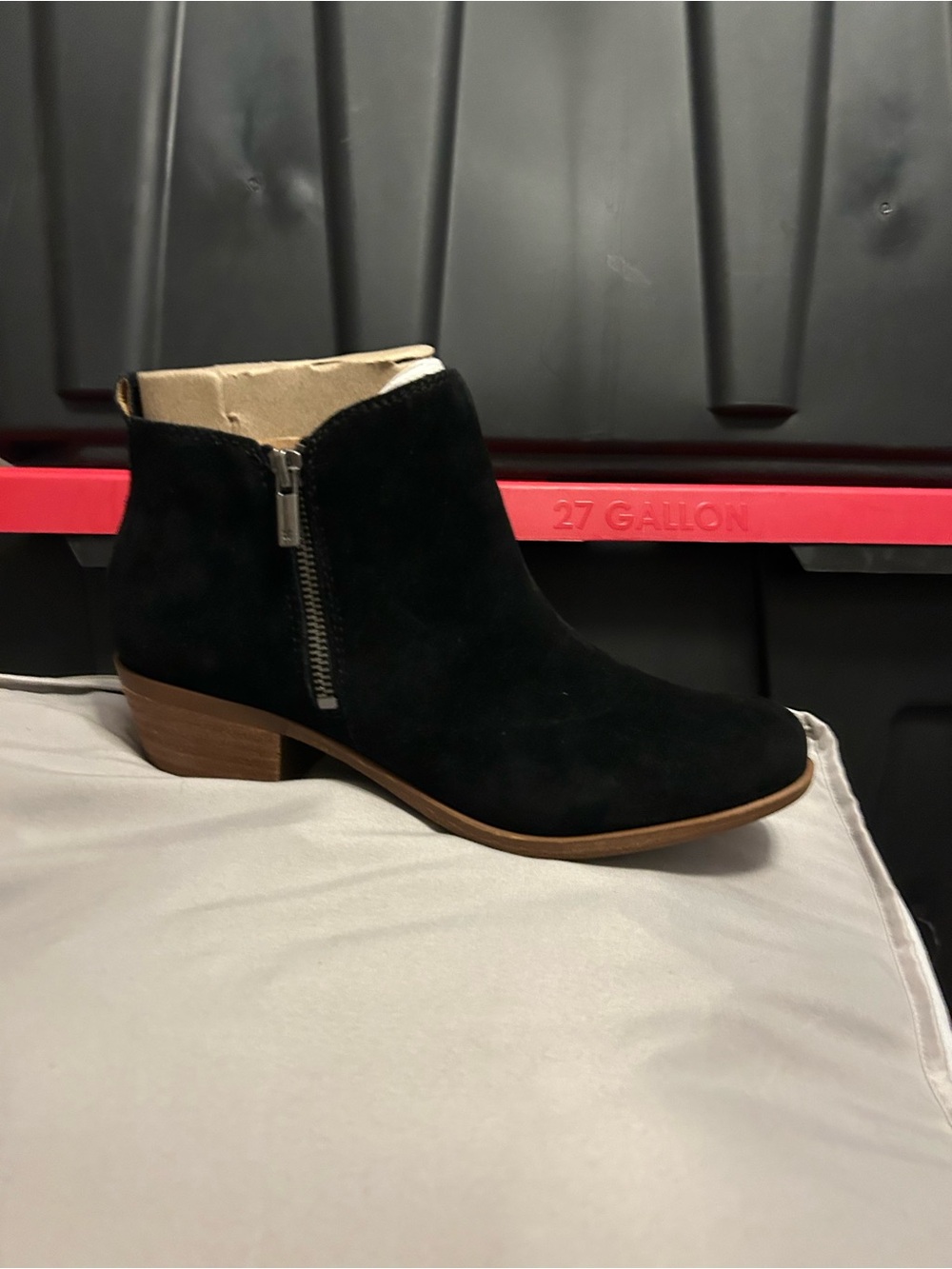 Lucky Brand Black Suede Ankle Bootie with Side Zip